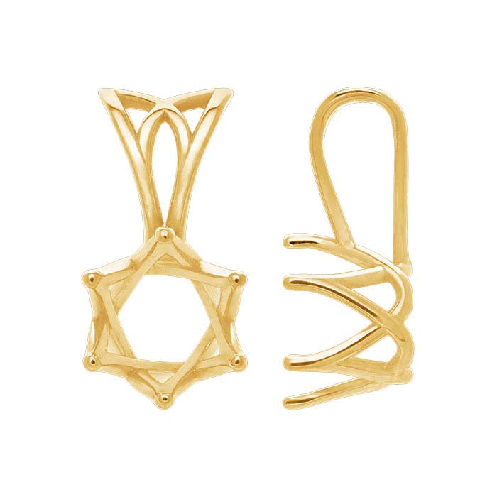 14K Yellow Gold Round Swirl Heart Pendant Mounting