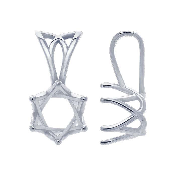 14K White Gold Round Swirl Heart Pendant Mounting