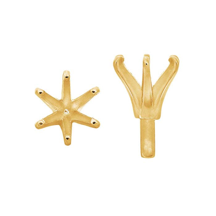 Impostazione a 6 punte con perno in oro giallo 14K, rotonda da 4,5 mm