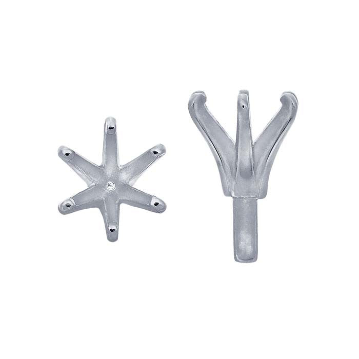 Impostazione a 6 punte con perno in oro bianco 14K, rotonda da 4,5 mm