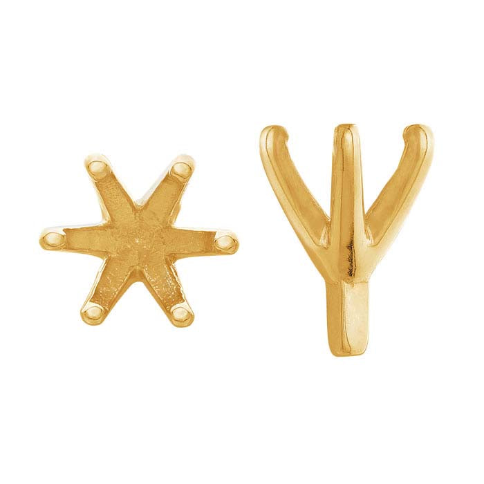 14K Yellow Gold Round 6-Prong Setting with Peg