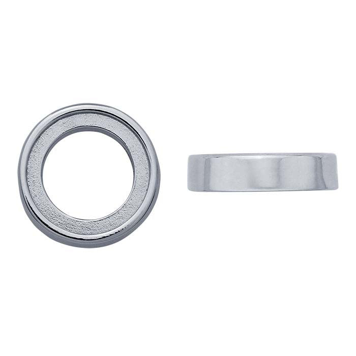 14 Karat Weißgold, 10 mm, runde Lünettenfassung