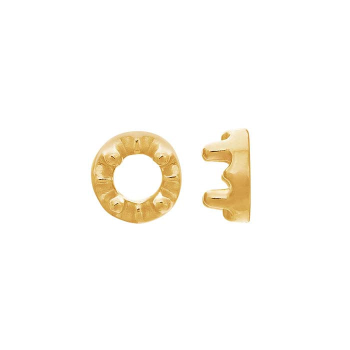 Oro Giallo 14K Montatura Illusione Rotonda 1mm