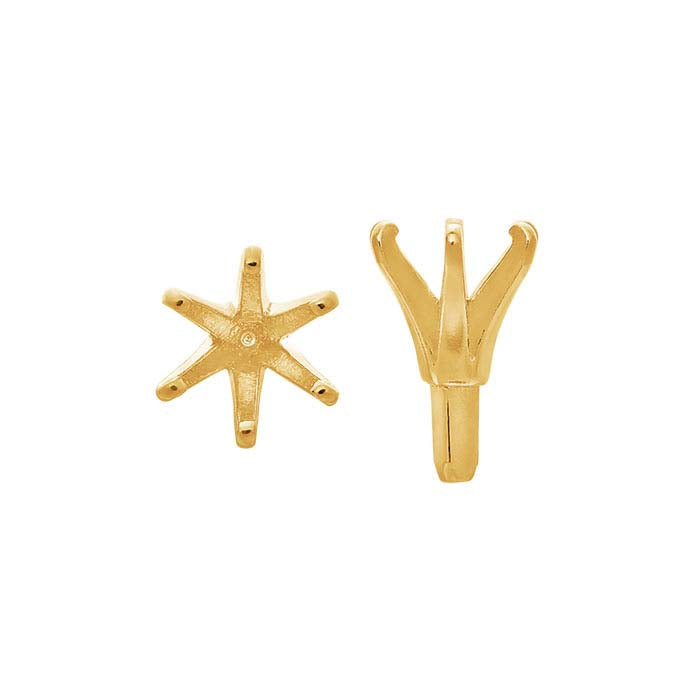 Montatura a 6 punte con perno in oro giallo 18K, rotonda da 4,5 mm