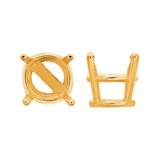 14K Gult Guld 9mm Rund Korg 4-Klo Infattning
