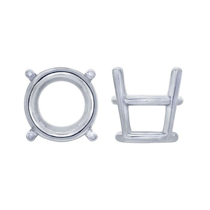 Impostazione a cestello rotondo da 2,5 mm in oro bianco 14K con 4 griffe