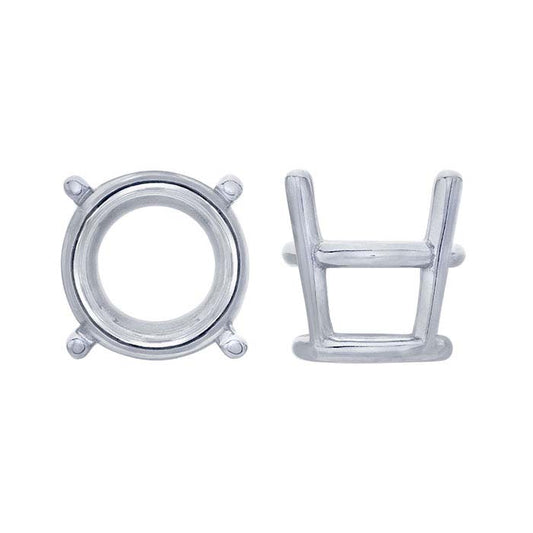 Impostazione a cestello rotondo da 4 mm a 4 punte in oro bianco 14K