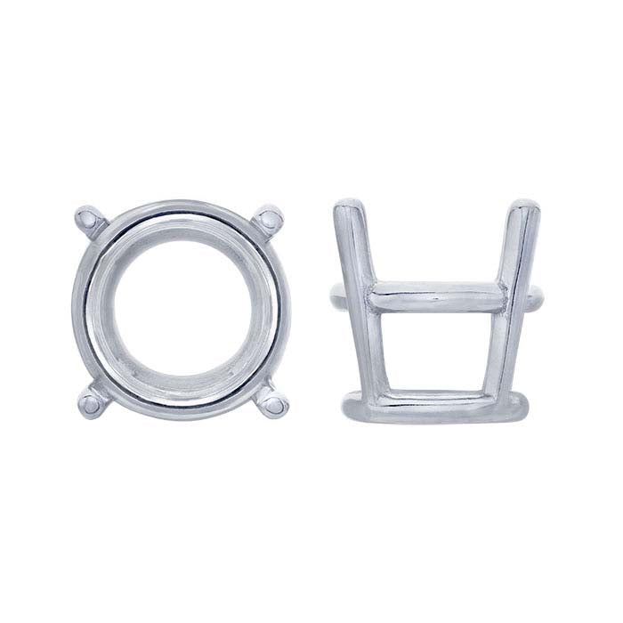Impostazione a cestello rotondo da 6 mm in oro bianco 14K con 4 griffe