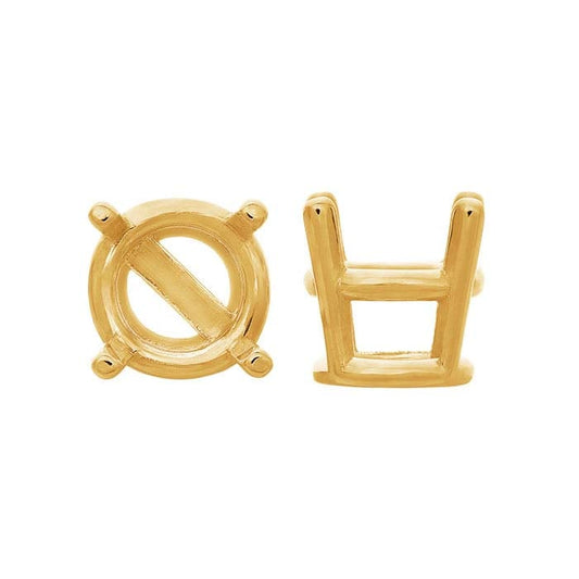 Montatura a cestello rotonda da 2,5 mm in oro giallo 14K con 4 griffe e barra