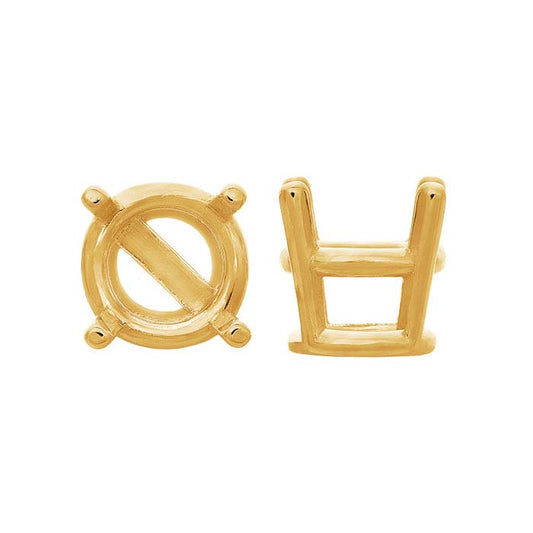 Montatura a cestello rotonda da 6 mm in oro giallo 14K con 4 griffe e barra