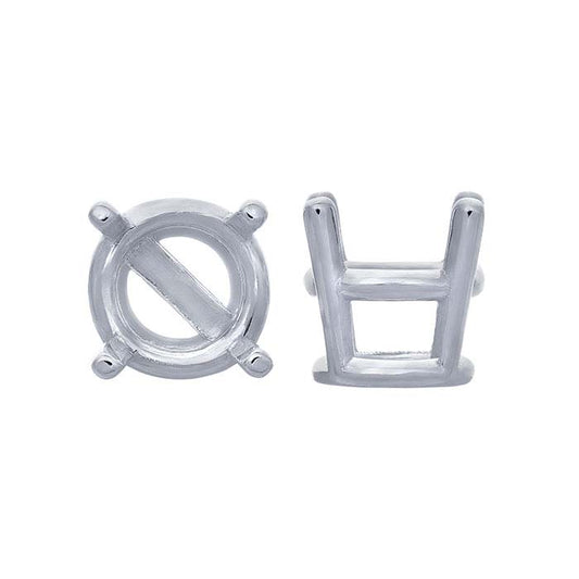 Montatura a cestello rotonda da 3,5 mm in oro bianco 14K con 4 griffe e barra