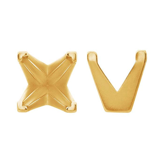 14K Gult Guld 8,5 mm Princess V-klor 4-klorsfattning