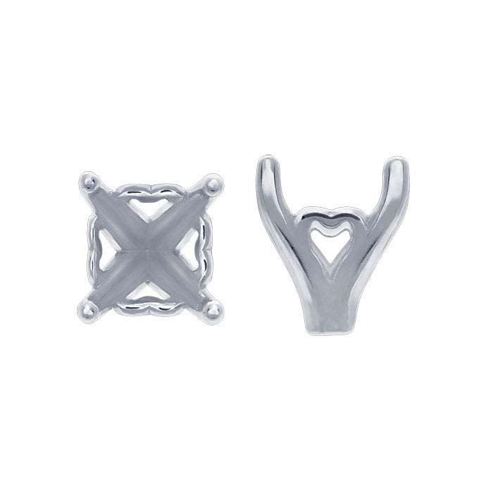 14K White Gold Round Heart Scroll 4-Prong Setting