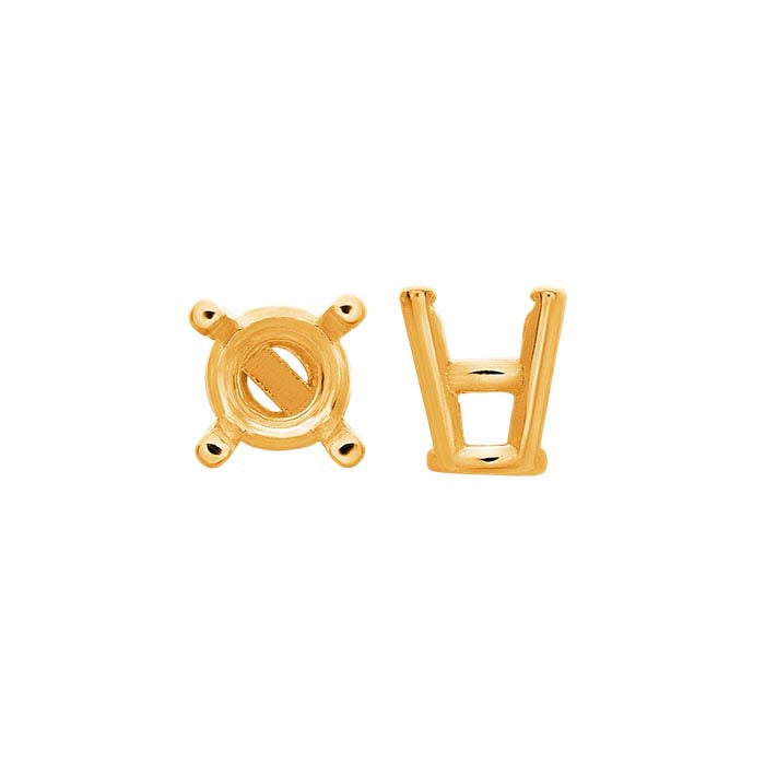 Montatura a cestello pre-intagliata a 4 punte con barra, rotonda da 3 mm in oro giallo 14K
