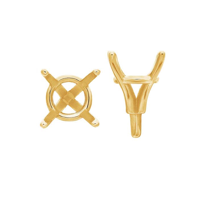 Montatura a 4 punte con perno in oro giallo 14K, rotonda da 6,5 mm