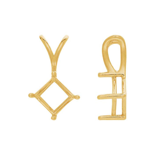 14K Yellow Gold Square Basket Pendant Mounting