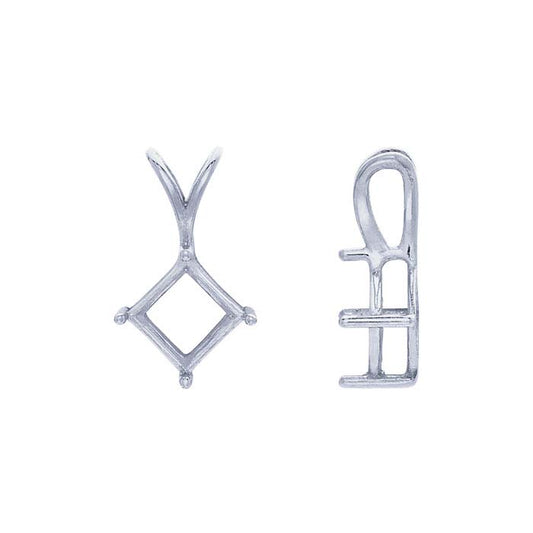 14K White Gold Square Basket Pendant Mounting