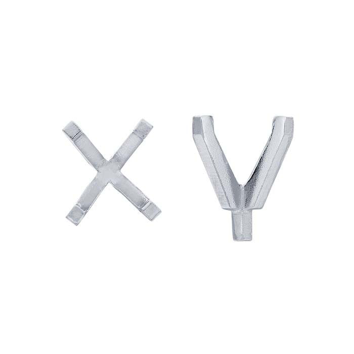 Montatura a 4 punte con perno in oro bianco 14K, ovale 6,5 x 4,5 mm