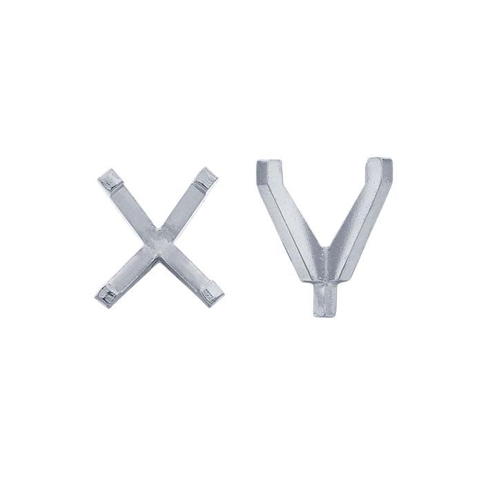 14K Balto Aukso 8 x 6 mm Ovalo formos 4-kablių įtvirtinimas su kaiščiu