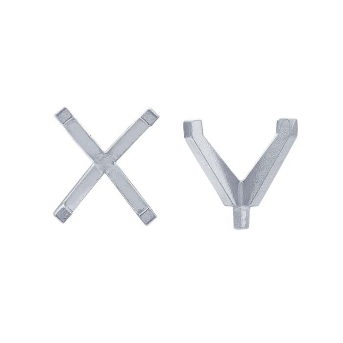 14K Balto Aukso 10 x 8 mm Ovalo Formos 4-Kablių Montavimas su Kaiščiu