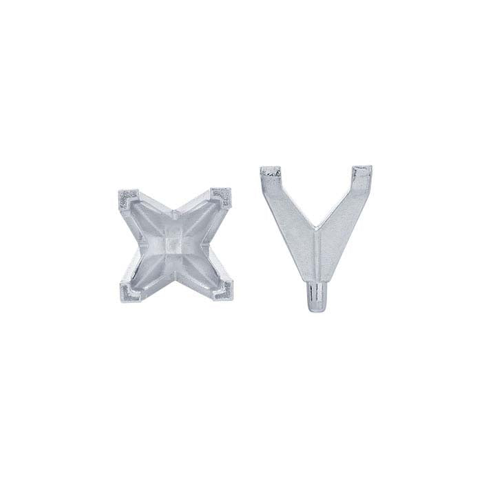 Montatura a 4 griffe per principessa in platino da 4 mm con perno