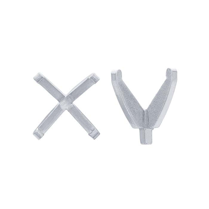 Impostazione a 4 punte con perno per principessa da 6 mm in oro bianco 14K