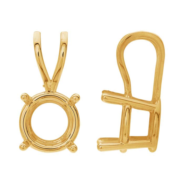 14K Yellow Gold 8mm Round Basket Pendant Mounting
