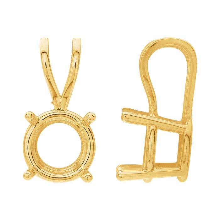 14K Yellow Gold 10mm Round Basket Pendant Mounting