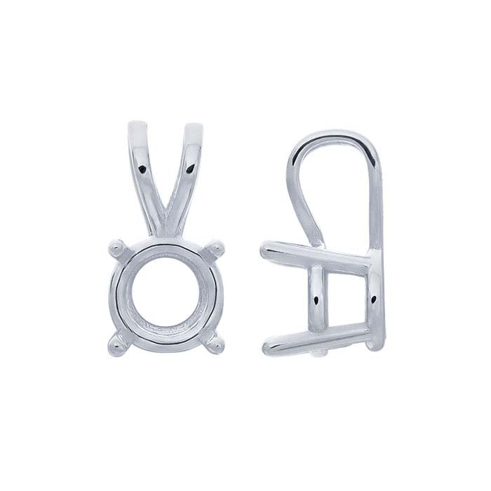 14K White Gold Round Basket Pendant Mounting