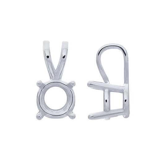 14K White Gold Round Basket Pendant Mounting