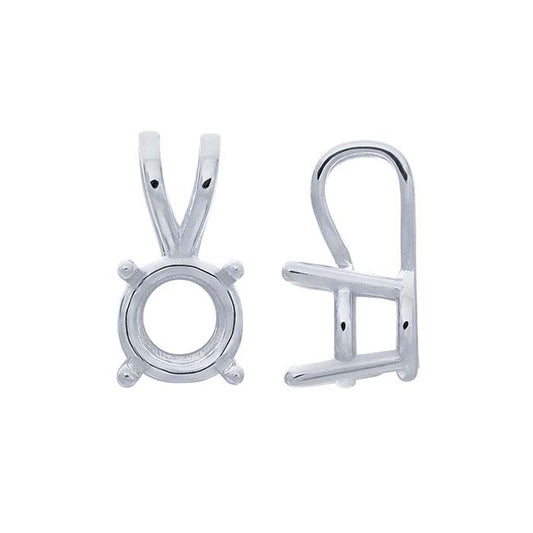 14K White Gold Round Basket Pendant Mounting