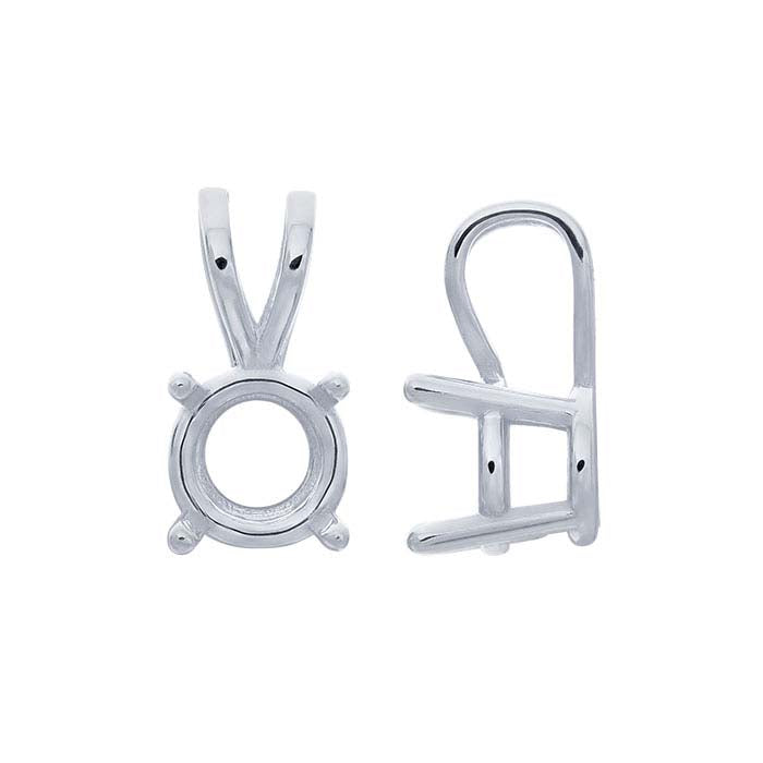 14K White Gold Round Basket Pendant Mounting