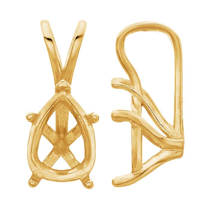 Montatura per pendente a pera 12 x 10 mm in oro giallo 14K