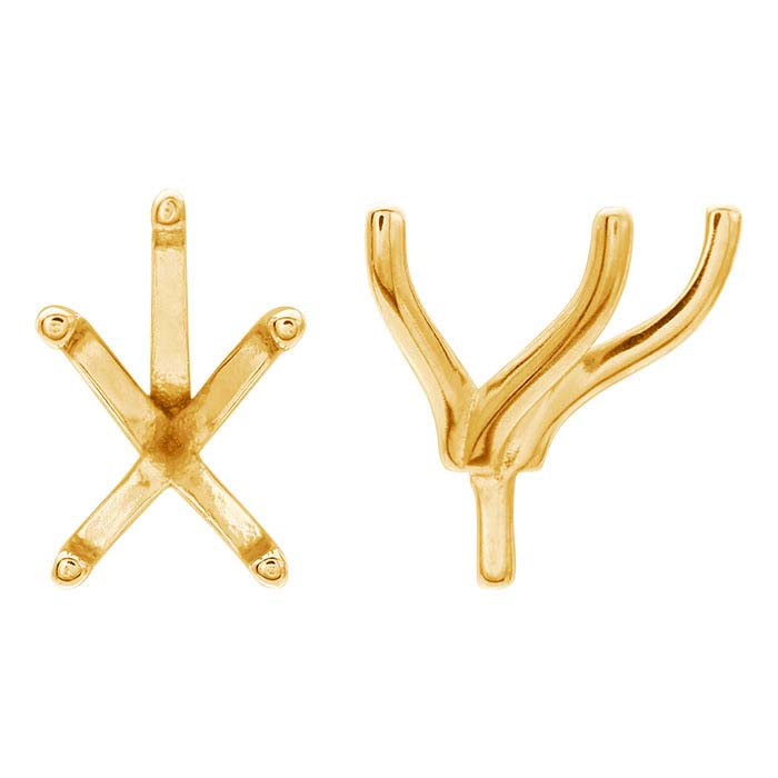 18K Gult Guld 12 x 10mm Päronformad 5-klorinfattning med Stift
