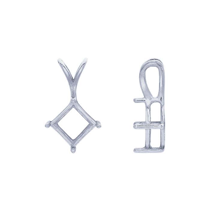 14K White Gold Square Basket Pendant Mounting