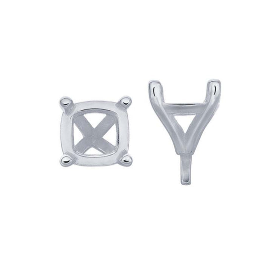 Impostazione a 4 punte con perno in oro bianco 14K, cuscino da 5,5 mm
