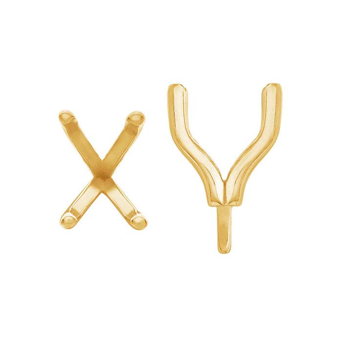 Impostazione a 4 griffe con perno in oro giallo 14K, smeraldo taglio smeraldo 8 x 6 mm