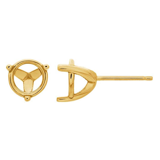 Montatura per orecchino a perno con cestello rotondo da 7,5 mm in oro giallo 14K