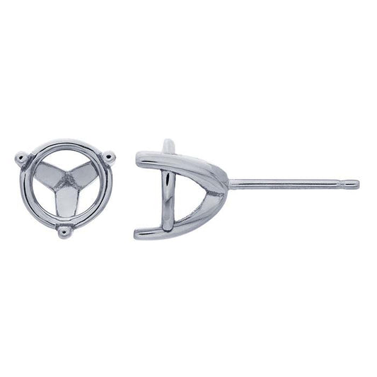 14K Yellow Gold Round Basket Post Earring Mounting