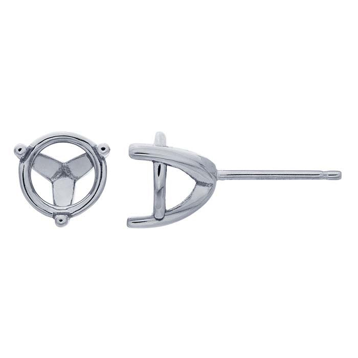 14K Yellow Gold Round Basket Post Earring Mounting