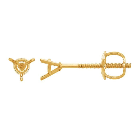 Montatura per orecchino a perno rotondo filettato da 2,5 mm in oro giallo 14K