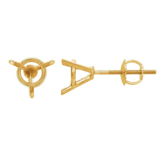 Montatura per orecchino a perno rotondo filettato da 6 mm in oro giallo 14K
