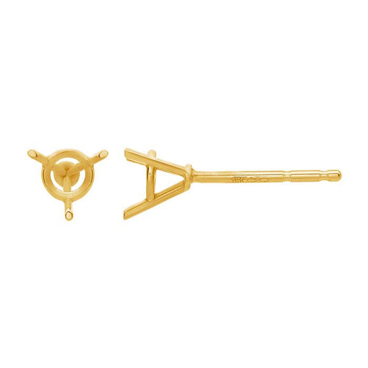 Montatura per orecchino a perno rotondo da 2,5 mm in oro giallo 14K