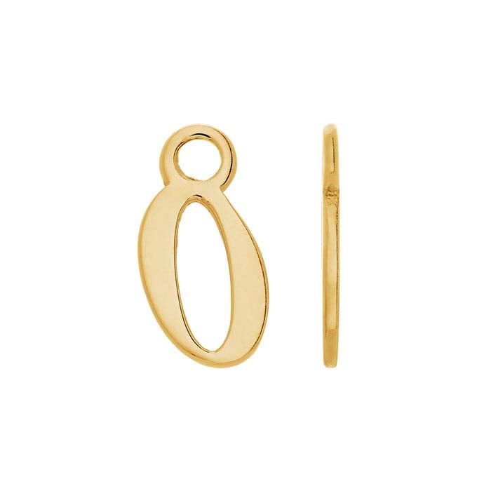 14K Yellow Gold Mini Number Charm, 0