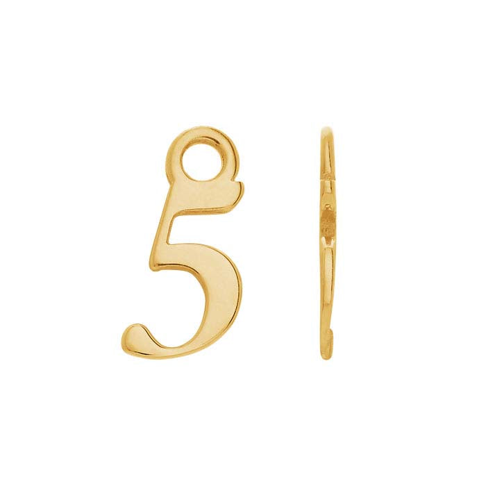 14K Gult Guld Mini Siffersmycke, 5
