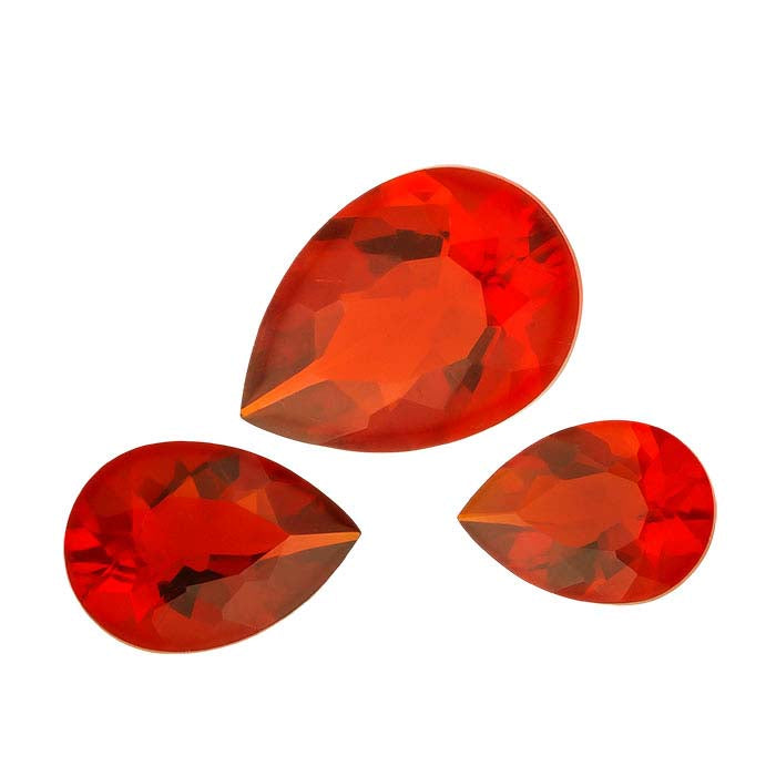 Mexican Fire Opal Pear Faceted Gemstone
