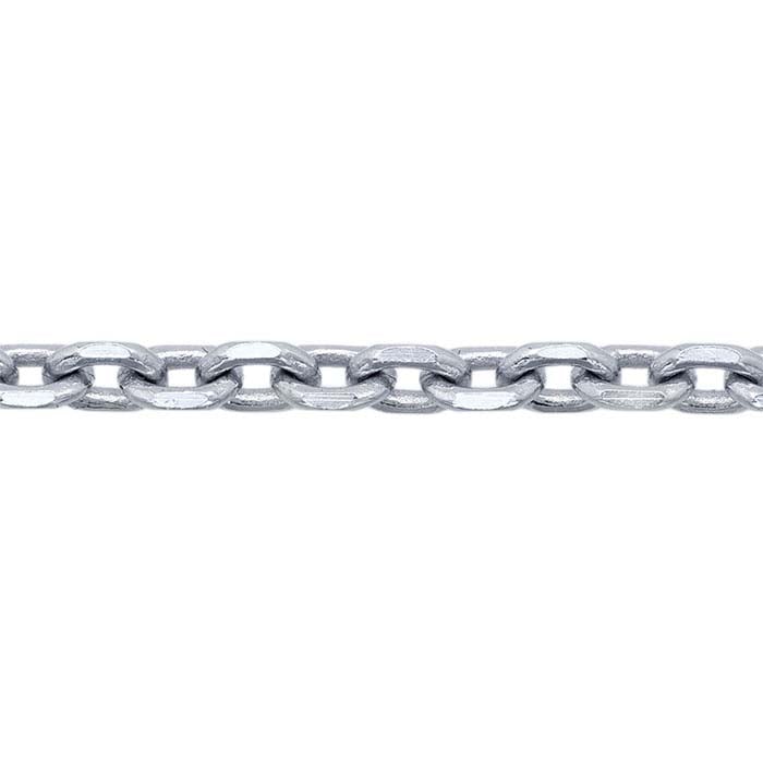 14K White Gold Diamond-Cut Cable Chain