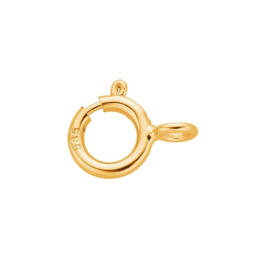 Застежка-пружина 5 мм из желтого золота 14K с кольцом