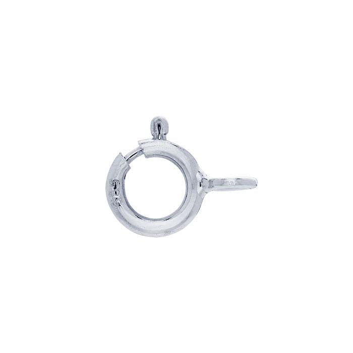 14K Vitt Guld 7,5 x 5 mm Fjäderringslås med Ring