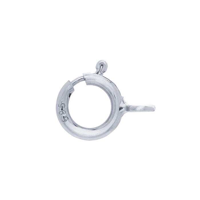 14K Vitt Guld 8,1 x 5,5 mm Fjäderringslås med Ring